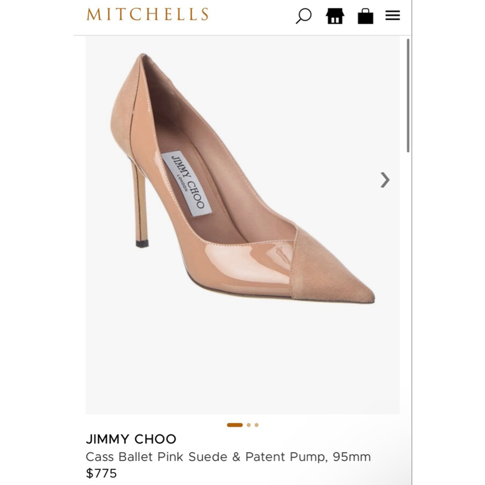 New Jimmy Choo Cass 95 Beige Patent Leather and Suede Pumps Sz 40-best fits a 9 - Picture 5 of 7